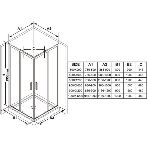 Душевое ограждение Ravak Blix Slim BLSRV2K 100х80 см X1XMA0C00Z1+X1XM40C00Z1 алюминий/прозрачное - фото 5
