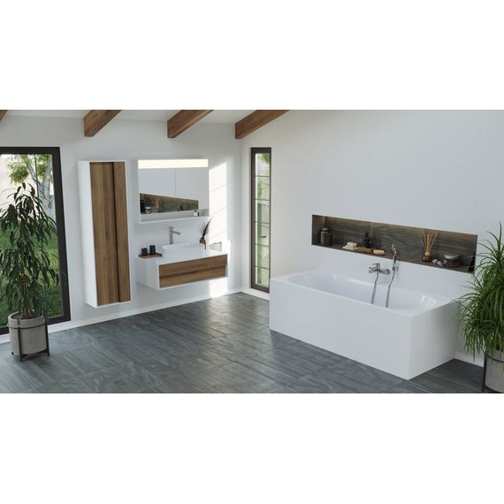 Тумба подвесная со столешницей Ravak SD 1000 Step 100 см X000001418, белый/орех - фото, картинка 5 Тумба подвесная со столешницей Ravak SD 1000 Step 100 см X000001418, белый/орех - фото 5