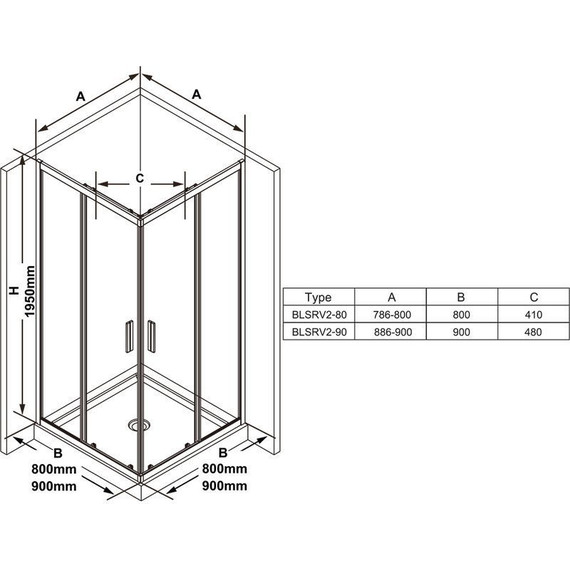 Душевое ограждение Ravak Blix Slim BLSRV2 90x90 см X1LM70300Z1 чёрный/прозрачное - фото 4