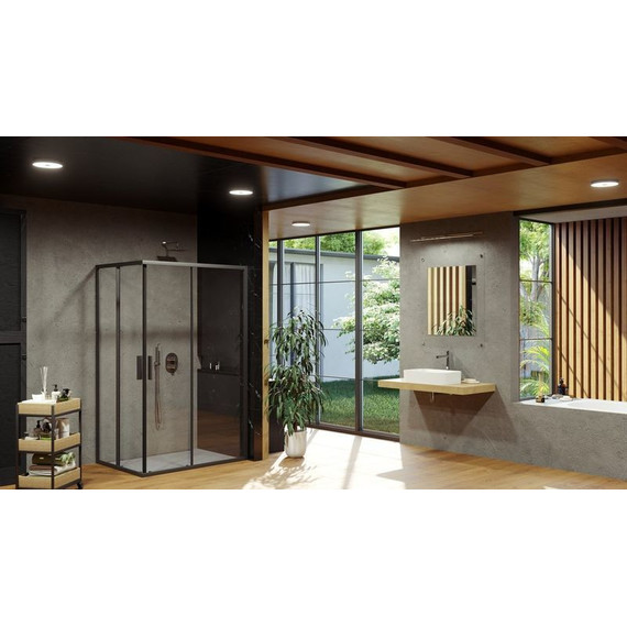 Душевое ограждение Ravak Blix Slim BLSRV2K 80x80 см X1XM40300Z1 чёрный/прозрачное - фото 2