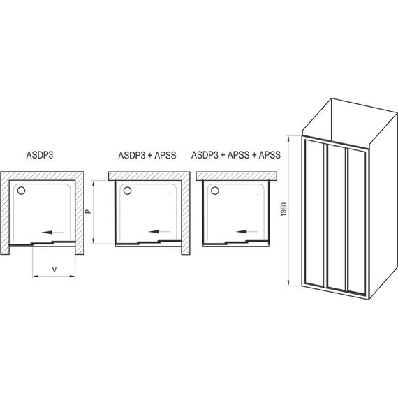Душевая дверь Ravak Supernova ASDP3 80 см 00V403R2ZG чёрный/матовое, Цвет стекла: матовое, Цвет профиля: чёрный, Размер - мм: 800 - фото 3
