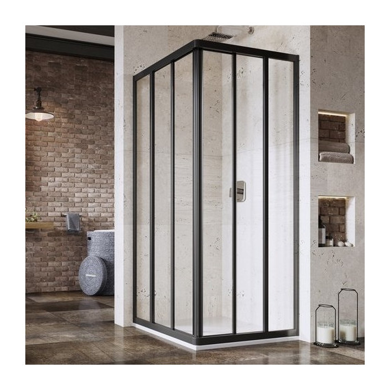 Душевое ограждение Ravak Supernova ASRV3+ASRV3 90x90 см 15V703R2ZG чёрный/матовый - фото 