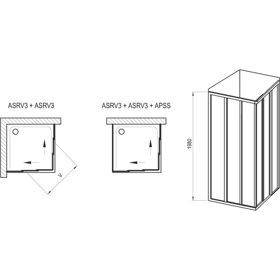 Душевое ограждение Ravak Supernova ASRV3+ASRV3 90x90 см 15V703R2ZG чёрный/матовый - фото 4