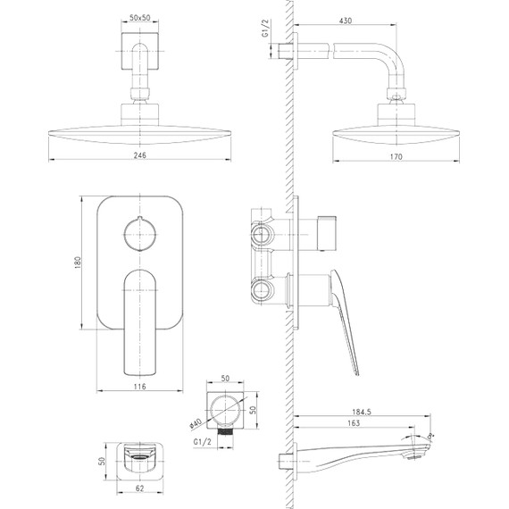 Душевая система для ванны Lemark Allegro LM5922CW, хром/белый - фото 2