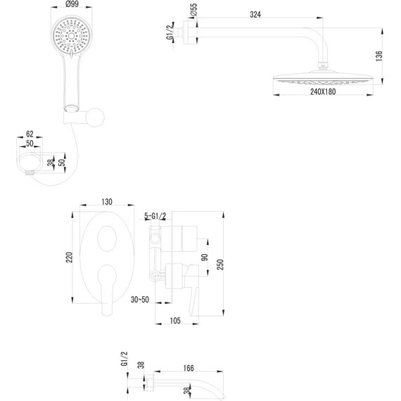 Душевая система для ванны Lemark Atlantiss LM3222C - фото 2