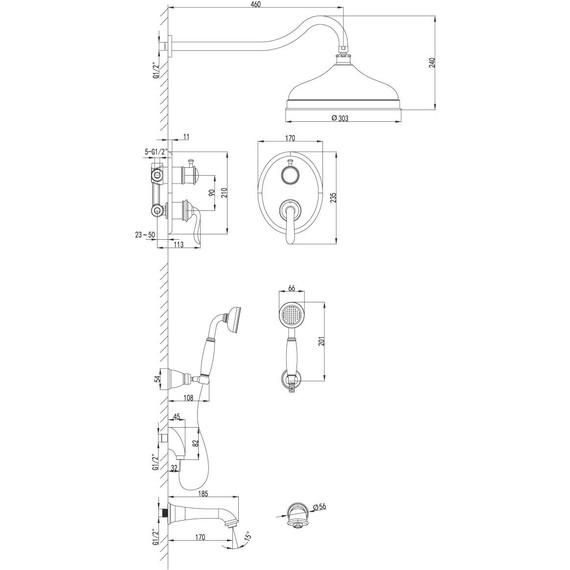 Душевая система для ванны Lemark Brava LM4722G, золото - фото 2
