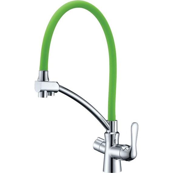Смеситель для кухни Lemark Comfort LM3070C-Green, хром/зеленый - фото 