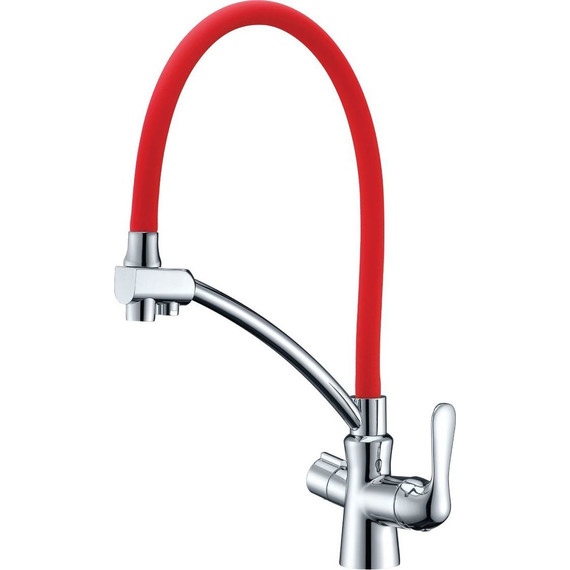 Смеситель для кухни Lemark Comfort LM3070C-Red, хром/красный - фото 