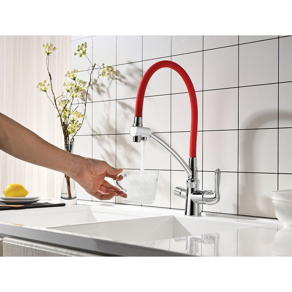 Смеситель для кухни Lemark Comfort LM3070C-Red, хром/красный - фото 2