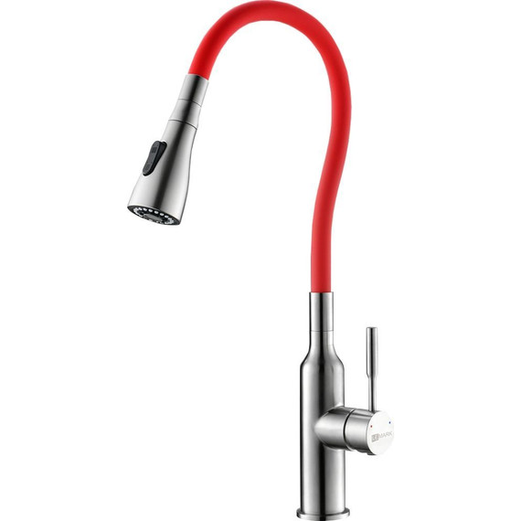 Смеситель для кухни Lemark Expert LM5082S-Red, хром/красный - фото 