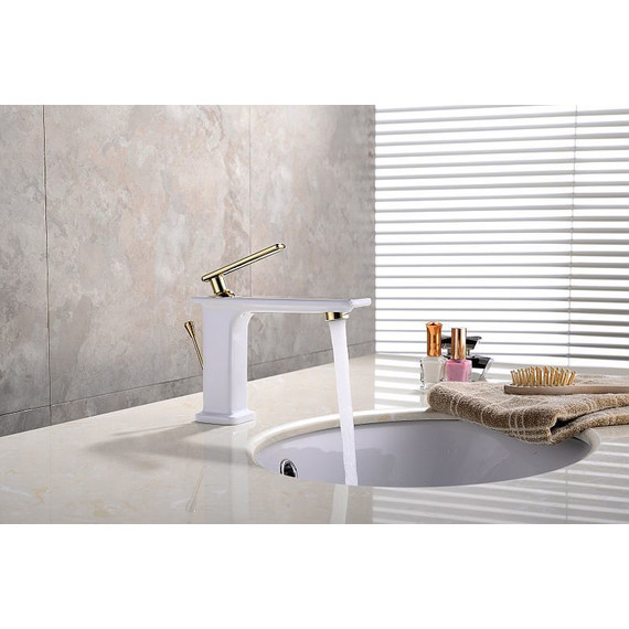 Смеситель для раковины Lemark Mista LM6406WG, белый/золото - фото 3