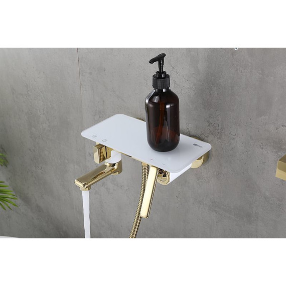 Смеситель для ванны Lemark Mista LM6414WG, белый/золото - фото 3