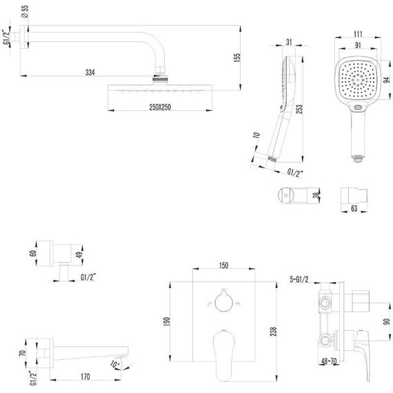 Душевая система для ванны Lemark Shift LM4322C - фото 2
