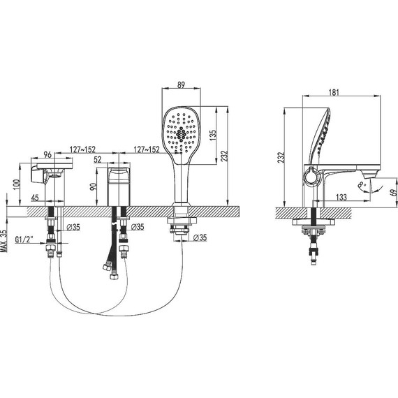 Смеситель для ванны Lemark Shift LM4347C - фото, картинка 2 Смеситель для ванны Lemark Shift LM4347C - фото 2