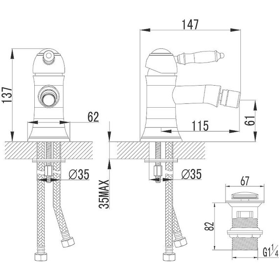 Смеситель для биде Lemark Villa LM4808B, бронза - фото 7