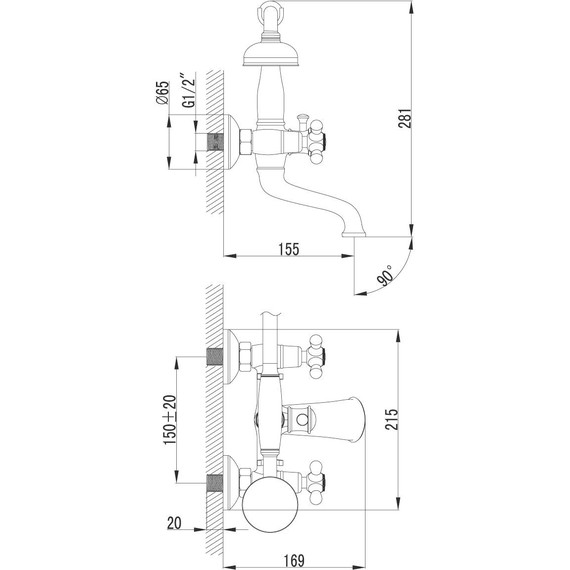 Смеситель для ванны Lemark Vintage LM2812B, бронза - фото 6