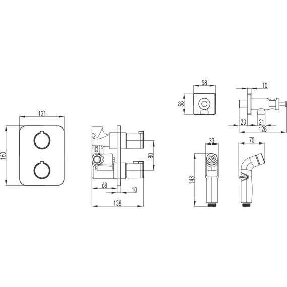 Набор для гигиенического душа с термостатом Lemark Yeti LM7820C - фото, картинка 3 Набор для гигиенического душа с термостатом Lemark Yeti LM7820C - фото 3