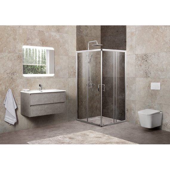 Душевое ограждение BelBagno 85-100x85-100 см UNIQUE-A-2-85/100-M-Cr, хром/матовое, Цвет стекла: матовое, Размер - мм: 850х850 - фото 4