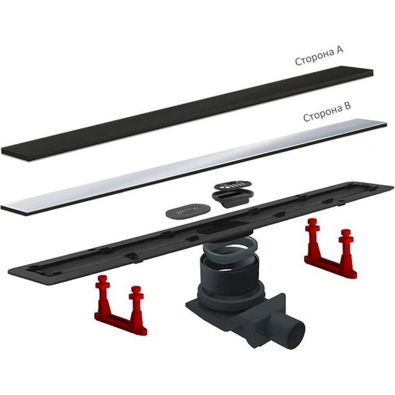 Трап Pestan (BETTOSERB) Confluo Frameless Line Black Glass 95 см 13701207, хром/черный, Цвет производителя: хром, чёрный, Размер трапа: 950 - фото 