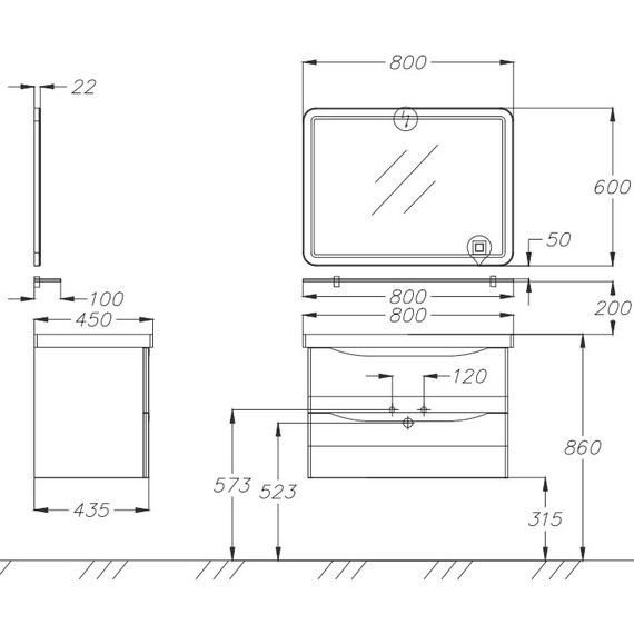 Тумба подвесная с раковиной Opadiris Элеганс 80 см, белый матовый - фото 8