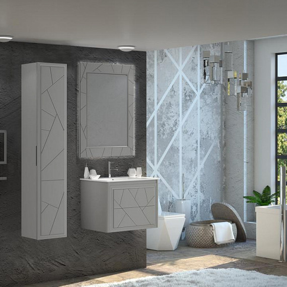 Тумба подвесная с раковиной Opadiris Луиджи 70 см, серый матовый (раковина Ibiza 70, цвет белый) - фото 6