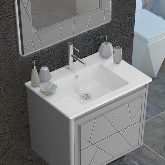 Тумба подвесная с раковиной Opadiris Луиджи 70 см, серый матовый (раковина Ibiza 70, цвет белый) - фото 3