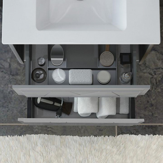 Тумба подвесная с раковиной Opadiris Луиджи 70 см, серый матовый (раковина Ibiza 70, цвет белый) - фото 4