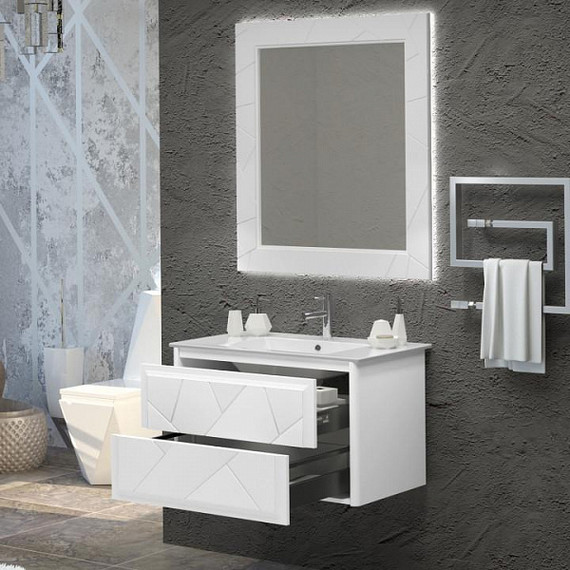 Тумба подвесная с раковиной Opadiris Луиджи 70 см, белый матовый (раковина Ibiza 70, цвет белый) - фото 6