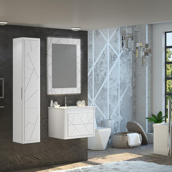 Тумба подвесная с раковиной Opadiris Луиджи 70 см, белый матовый (раковина Ibiza 70, цвет белый) - фото 7