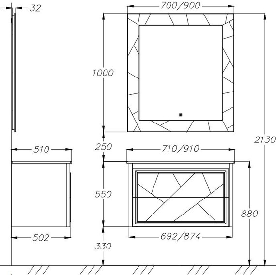 Тумба подвесная с раковиной Opadiris Луиджи 70 см, белый матовый (раковина Ibiza 70, цвет белый) - фото 9
