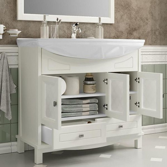 Тумба напольная с раковиной Opadiris Омега 85 см, слоновая кость - фото 7