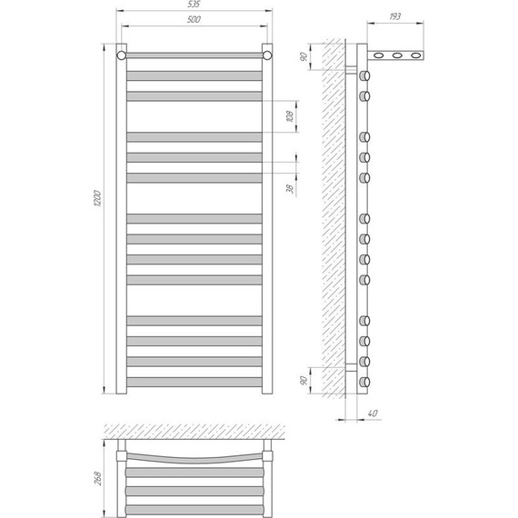Полотенцесушитель водяной Laris Гранд с полкой П14 500х1200 - фото 3