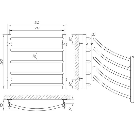 Полотенцесушитель водяной Laris Классик П5 500х500 - фото 4