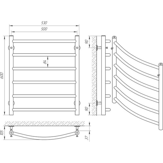 Полотенцесушитель водяной Laris Классик П6 500х600 - фото 5
