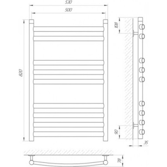 Полотенцесушитель водяной Laris Классик премиум П9 500х800 - фото 4