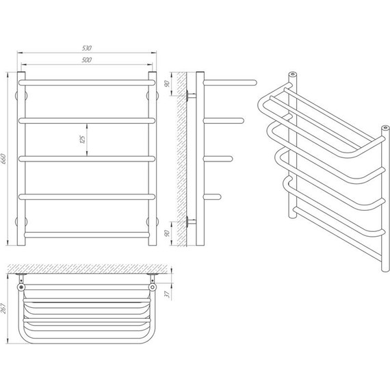Полотенцесушитель водяной Laris Стандарт с полкой П5 500х660 - фото 4