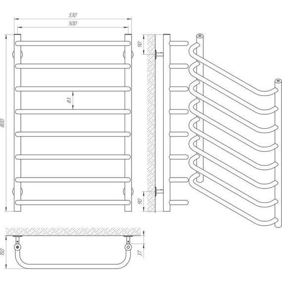 Полотенцесушитель водяной Laris Стандарт П8 500х800 - фото 4