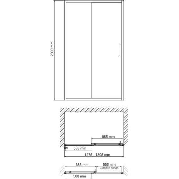 Душевая дверь WasserKraft Main 130 см 41S30, хром/прозрачное - фото 3