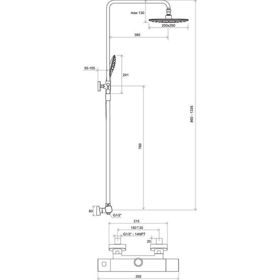 Душевая стойка с термостатом Ravak 10° TD F 091.00/150 X070141 - фото, картинка 5 Душевая стойка с термостатом Ravak 10° TD F 091.00/150 X070141 - фото 5