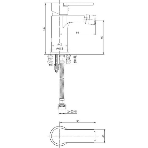 Смеситель для биде Cersanit Brasko Black А63110, черный, Цвет производителя: чёрный - фото 11