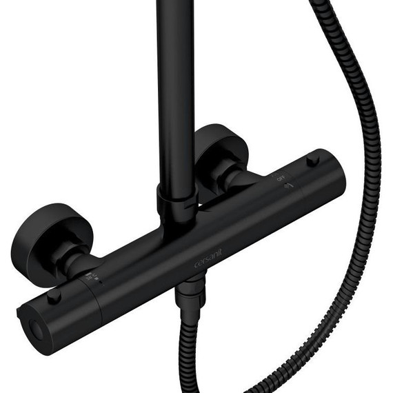 Душевая стойка с термостатом Cersanit Brasko Black А63112, черный - фото 5