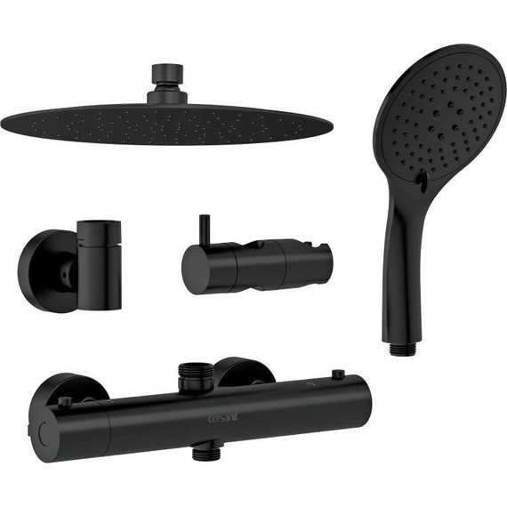 Душевая стойка с термостатом Cersanit Brasko Black А63112, черный - фото 6