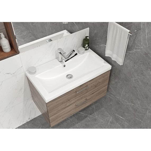 Тумба подвесная с раковиной Cersanit Lara 80 см A63416, орех - фото 9