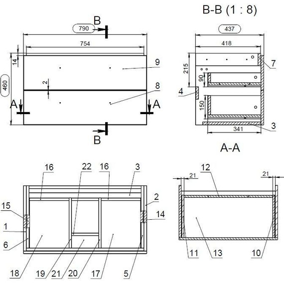 Тумба подвесная с раковиной Cersanit Lara 80 см A63416, орех - фото 14