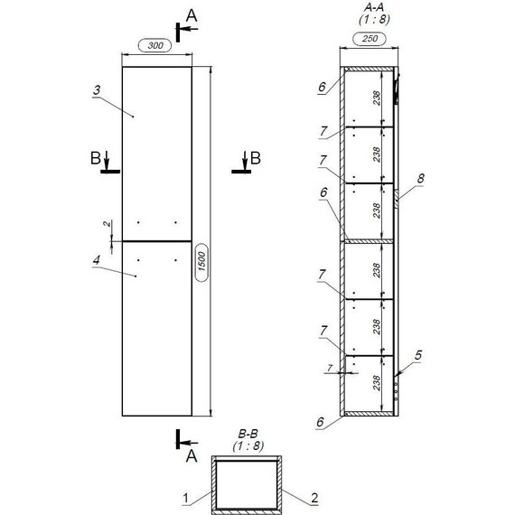 Пенал подвесной Cersanit Lara 30 см A63417, универсальный, орех - фото 8