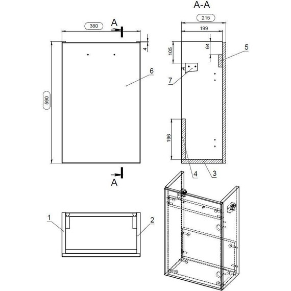 Тумба подвесная с раковиной Cersanit Lara 40 см A63420, орех - фото 11