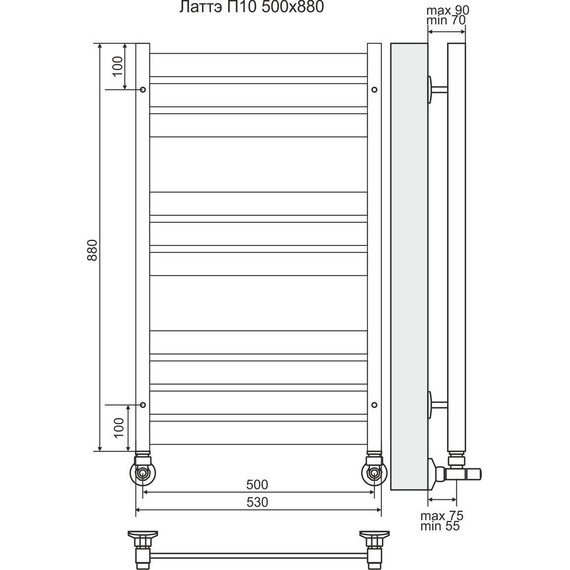 Полотенцесушитель водяной Terminus Латте П10 500х880 мм 4620768884757 - фото 3