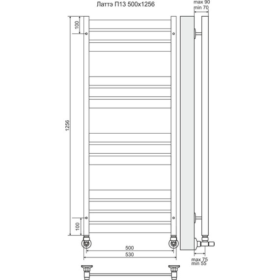 Полотенцесушитель водяной Terminus Латте П13 500х1256 мм 4620768886164 - фото 4