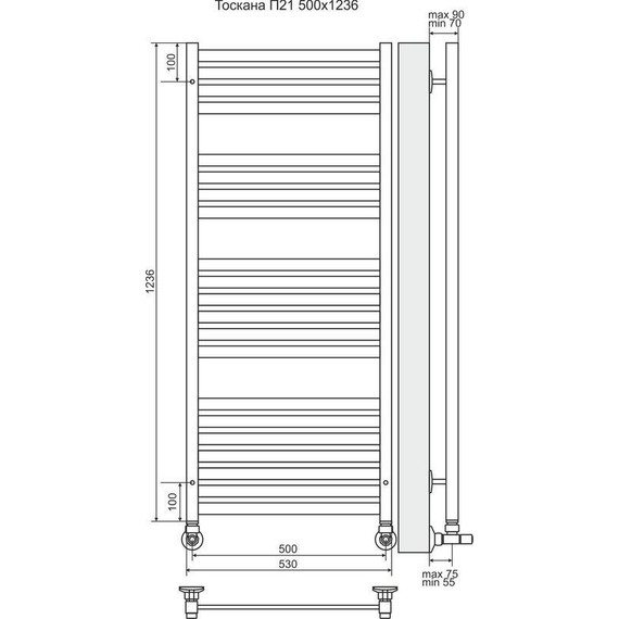 Полотенцесушитель водяной Terminus Тоскана П21 500х1236м 4620768886232 - фото 4