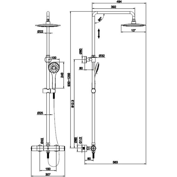 Душевая стойка с термостатом Cersanit Odra А63069 - фото 7